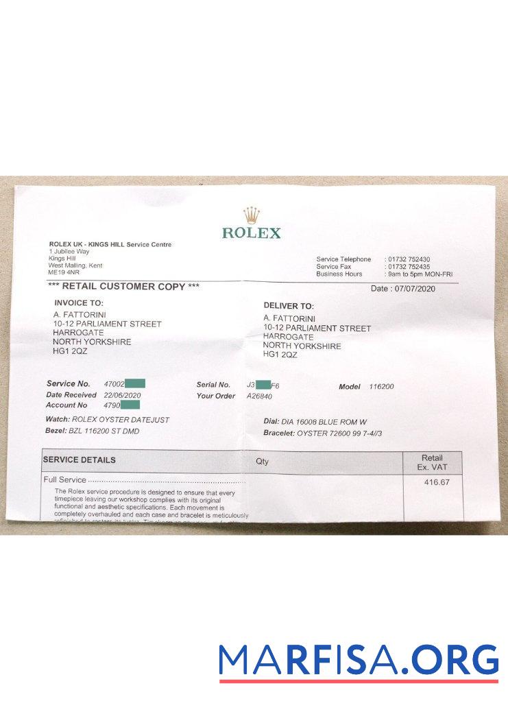 Blank Rolex company payment check download for verification